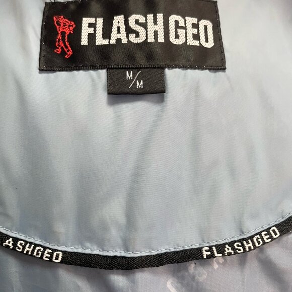 WOMEN MEDIUM PUFFER JACKET FLASH GEO BRAND WITH FUR BLUE HIGH END CANADIAN BRAND - Picture 3 of 9